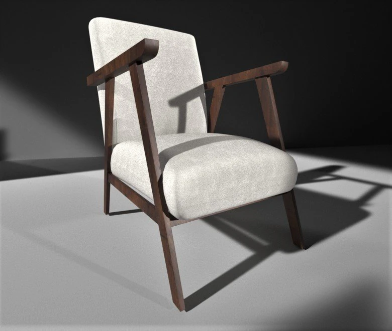 Hereford Natural Linen Mid Century Style Armchair 3D Model .c4d .max .obj .3ds .fbx .stl .blend 