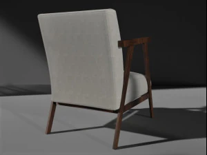 Hereford Natural Linen Mid Century Style Armchair 3D Model