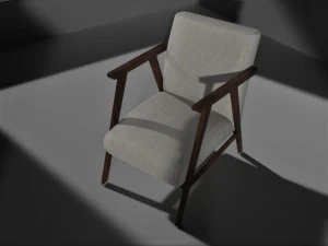 Hereford Natural Linen Mid Century Style Armchair 3D Model