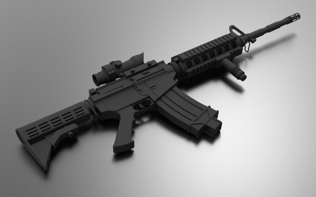 Assault Rifle Model 3D .c4d .max .obj .3ds .fbx .stl .blend 