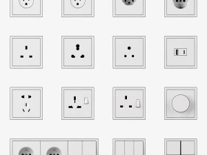 Kit de interruptores e tomadas JUNG LS ZERO 80 itens Modelo 3D