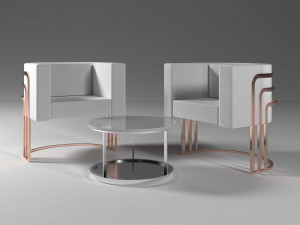 Art Deco Tub Chairs and Table Modello 3D