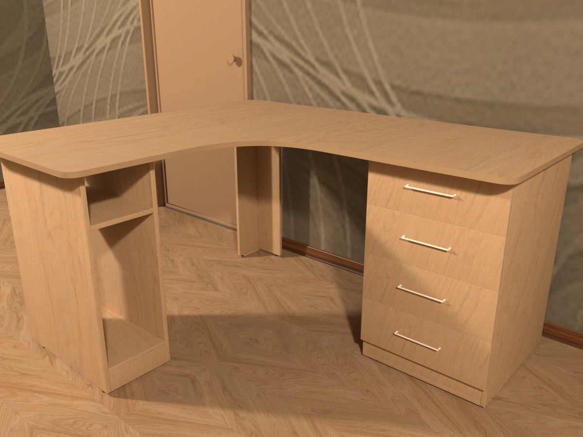 Computer desk 3D Model .c4d .max .obj .3ds .fbx .stl .blend