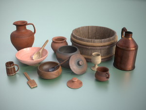 Medieval Tableware PROPS PBR Set1 3D Model