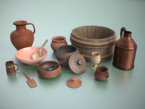 中世の食器PROPS PBRセット1 3Dモデル