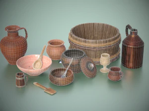 Medieval Tableware PROPS PBR Set1 3D Model