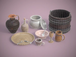 Medieval Tableware PROPS PBR Set2 3D Model