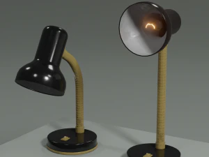 Candeeiro de mesa com l&acirc;mpada e tr&ecirc;s shaders personalizados de 2 lados para Unity Modelo 3D