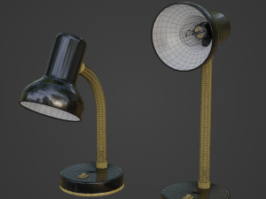 Desk Lamp with Bulb and three custom 2-sided shaders for Unity Modèle 3D