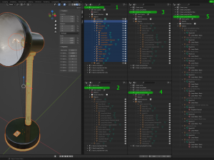 Desk Lamp with Bulb and three custom 2-sided shaders for Unity Modèle 3D