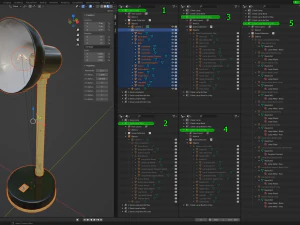 Candeeiro de mesa com l&acirc;mpada e tr&ecirc;s shaders personalizados de 2 lados para Unity Modelo 3D