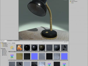 Candeeiro de mesa com l&acirc;mpada e tr&ecirc;s shaders personalizados de 2 lados para Unity Modelo 3D