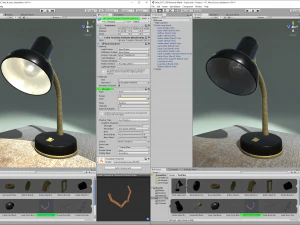 Candeeiro de mesa com l&acirc;mpada e tr&ecirc;s shaders personalizados de 2 lados para Unity Modelo 3D