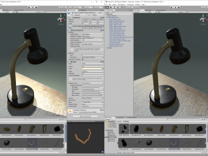 Desk Lamp with Bulb and three custom 2-sided shaders for Unity Modèle 3D