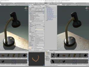 Candeeiro de mesa com l&acirc;mpada e tr&ecirc;s shaders personalizados de 2 lados para Unity Modelo 3D