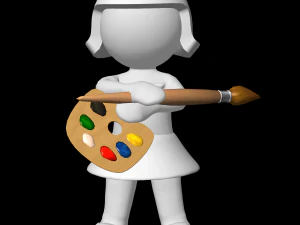 महिलाएं चित्रकारी कर रही हैं 3D प्रिंट मॉडल