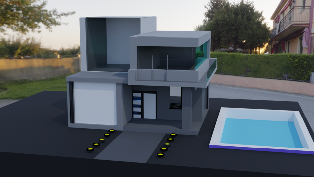 High-tech house 3D 模型 .c4d .max .obj .3ds .fbx .stl .blend 
