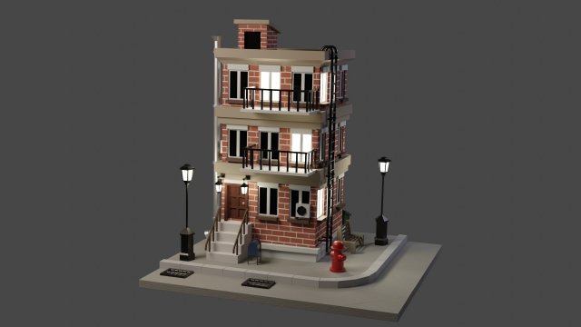 American style apartment 3D 모델 .c4d .max .obj .3ds .fbx .stl .blend
