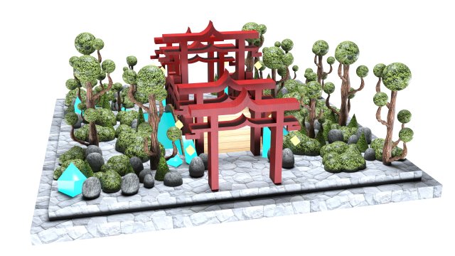 Ambiente Japones Modelo 3D .c4d .max .obj .3ds .fbx .stl .blend 