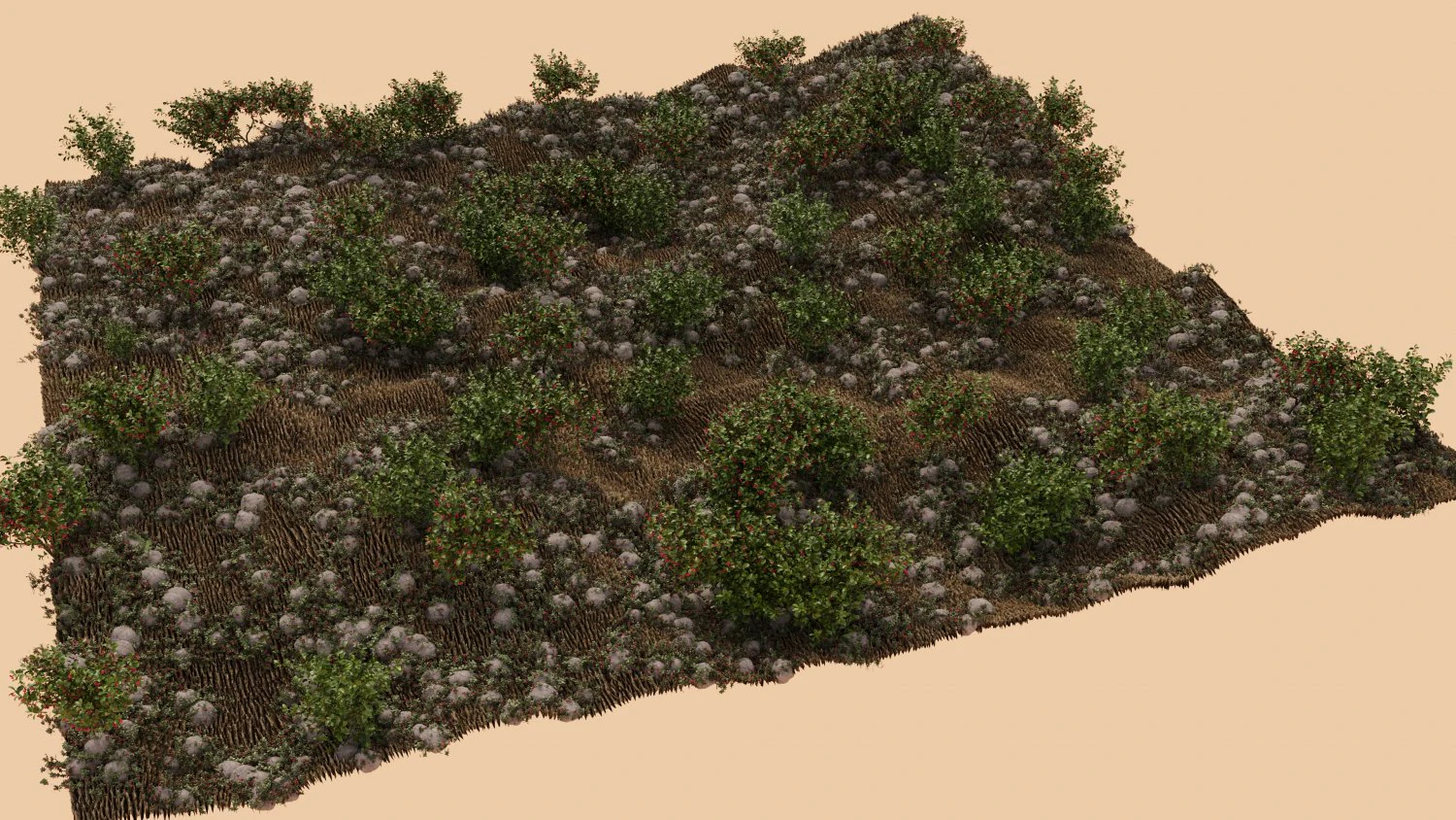 Wooded terrain 3D Model .c4d .max .obj .3ds .fbx .stl .blend 