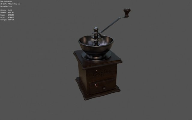 Coffee Mill 3D 模型 .c4d .max .obj .3ds .fbx .stl .blend 