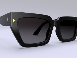 Dezi Classic unisex rectangular frame Black Sunglasses 3D Model