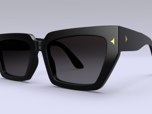Dezi Classic unisex rectangular frame Black Sunglasses 3D Model