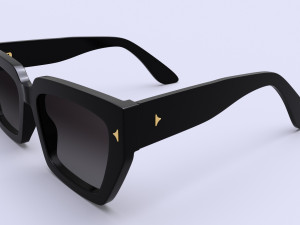 Dezi Classic unisex rectangular frame Black Sunglasses 3D Model