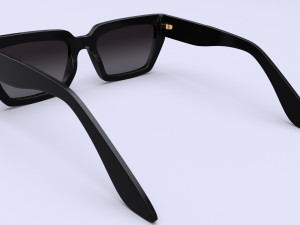 Dezi Classic unisex rectangular frame Black Sunglasses 3D Model