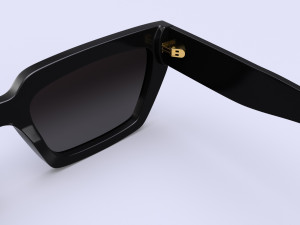 Dezi Classic unisex rectangular frame Black Sunglasses 3D Model