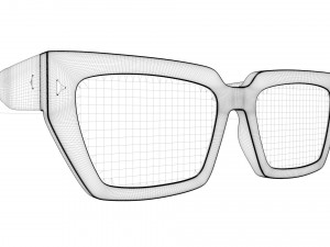 Dezi Classic unisex rectangular frame Black Sunglasses 3D Model