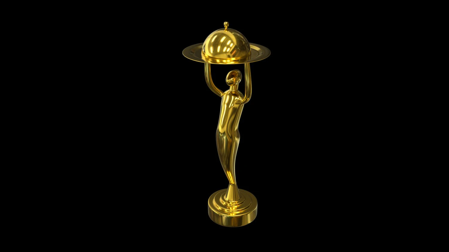 Golden Foodie Chef Trophy 3D Model .c4d .max .obj .3ds .fbx .stl .blend 
