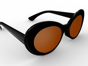 Kurt Cobain Round Black Frame Sunglasses 3D Модель