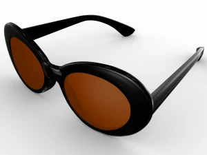 Kurt Cobain Round Black Frame Sunglasses 3D Model
