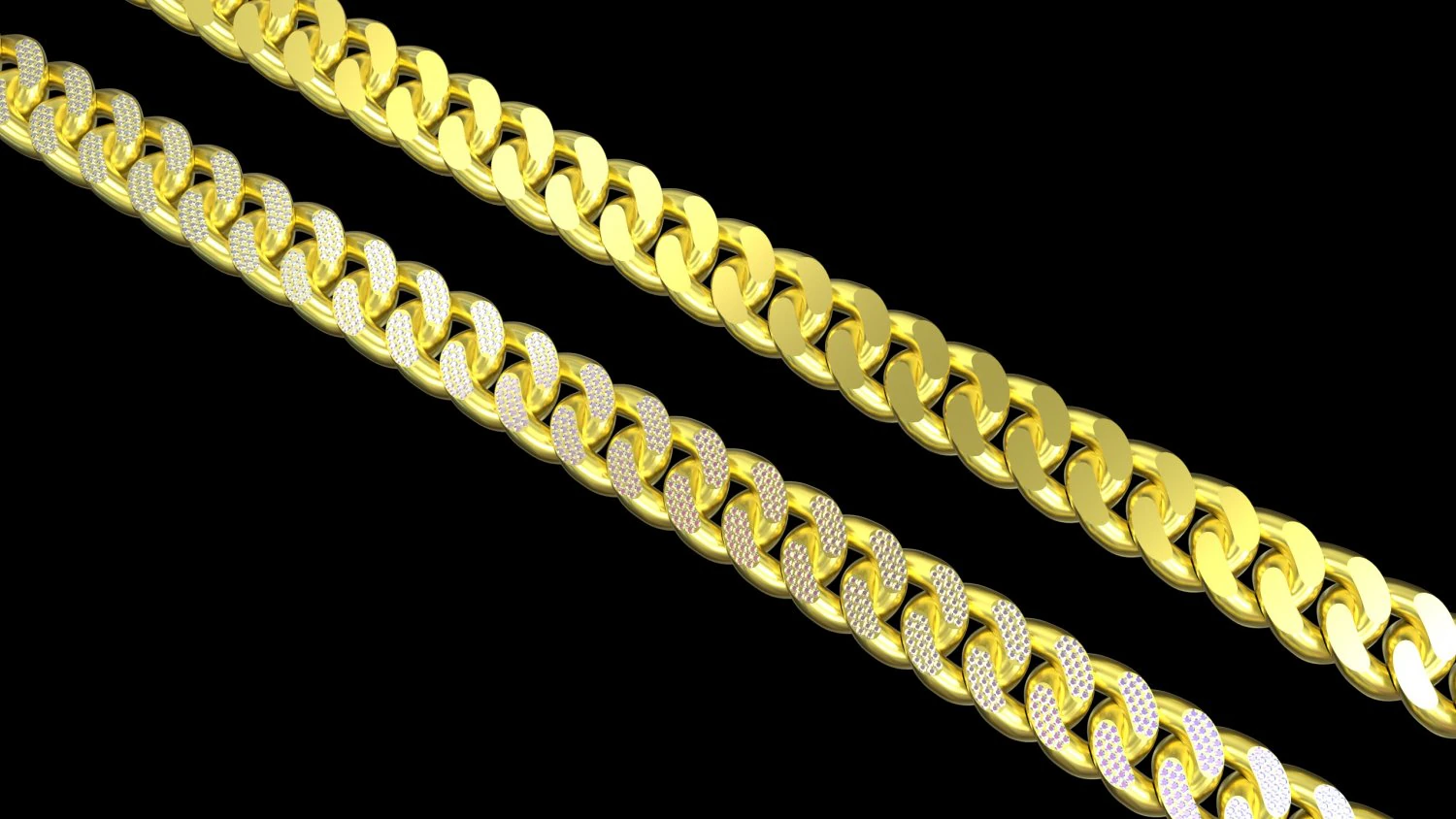 Iced Cuban Link Chain 3D Model .c4d .max .obj .3ds .fbx .stl .blend 