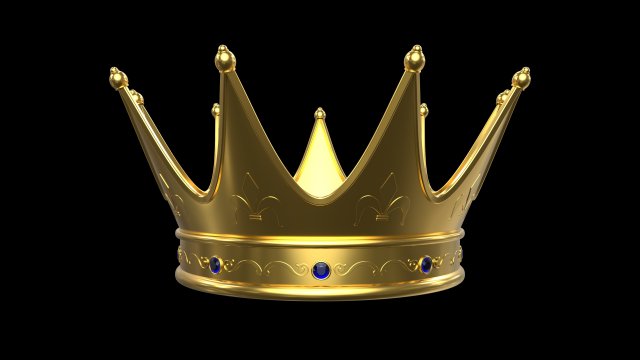 Gold Crown 3D Model .c4d .max .obj .3ds .fbx .stl .blend 