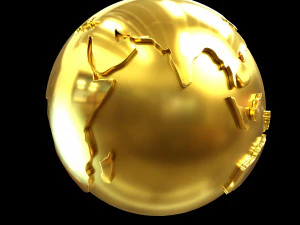 Złoto Globu Świata Model 3D