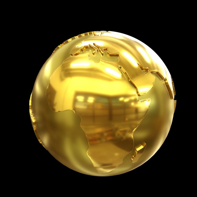 World Globe Gold 3D Model .c4d .max .obj .3ds .fbx .stl .blend