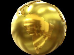 Złoto Globu Świata Model 3D