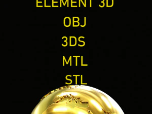 Złoto Globu Świata Model 3D