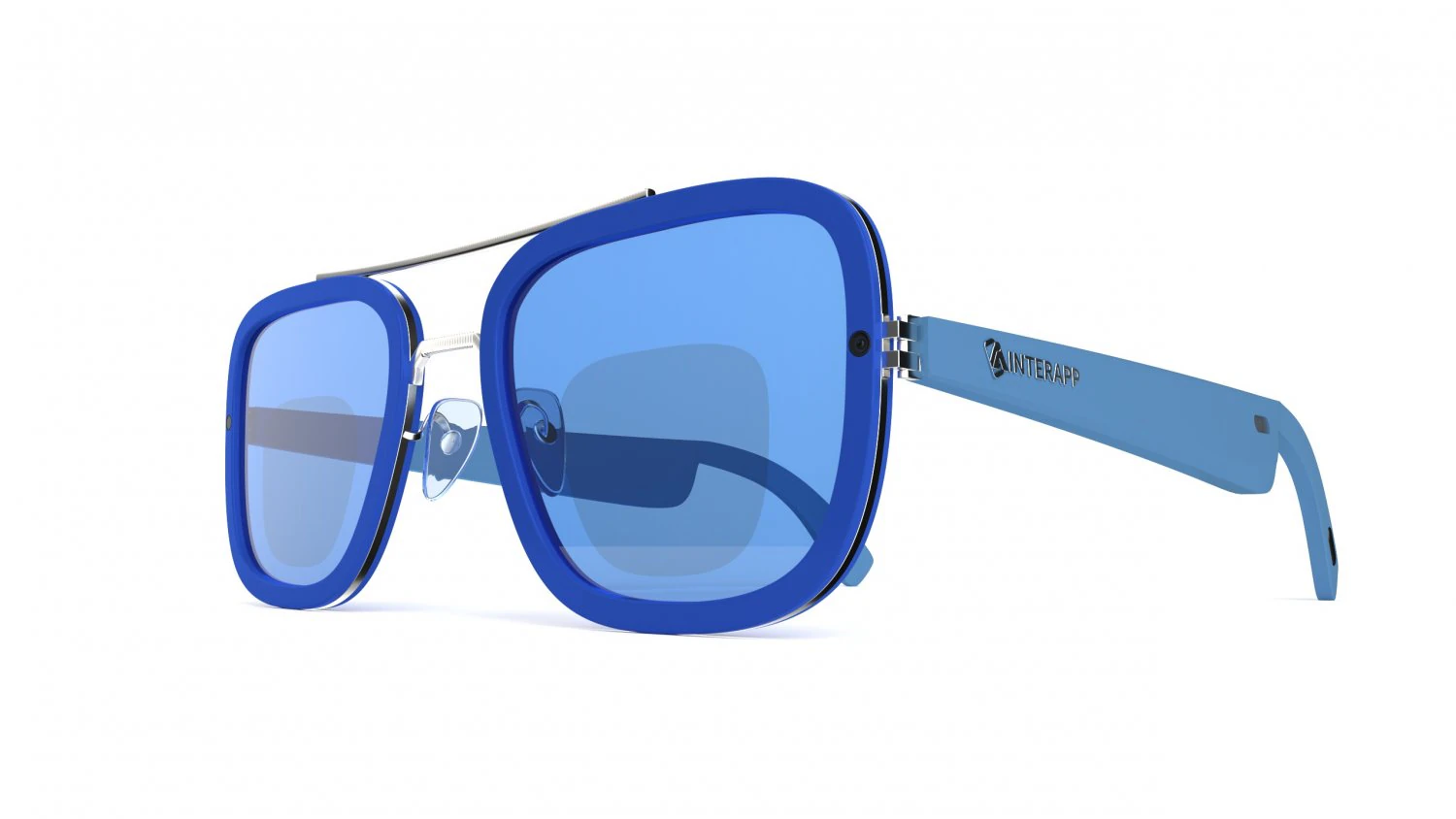 Smart Glasses Square Blue Frame 3D Model .c4d .max .obj .3ds .fbx .stl .blend 