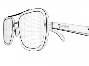 Smart Glasses Square Blue Frame 3D Model