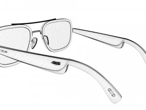 Smart Glasses Square Blue Frame 3D Model