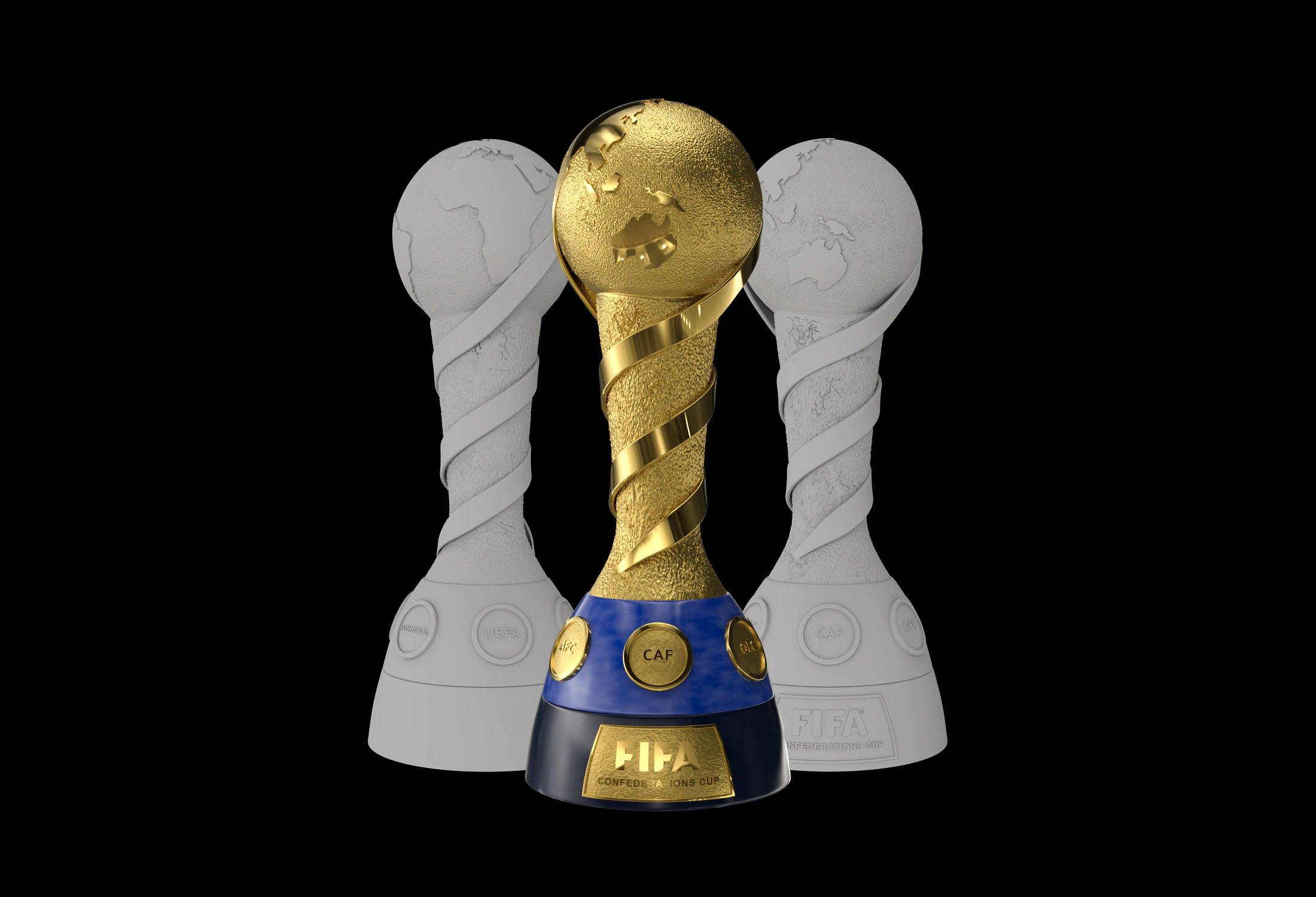 Confederations Cup Trophy 3D Model .c4d .max .obj .3ds .fbx .stl .blend 