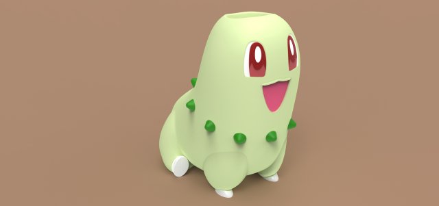 Pokemon Chikorita Flowerpot 3D Print Model .c4d .max .obj .3ds .fbx .stl .blend 