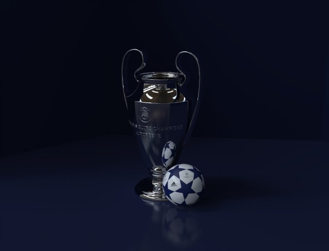 Champions League UEFA Trophy - SolidWorks and Keyshot Model 3D .c4d .max .obj .3ds .fbx .stl .blend 