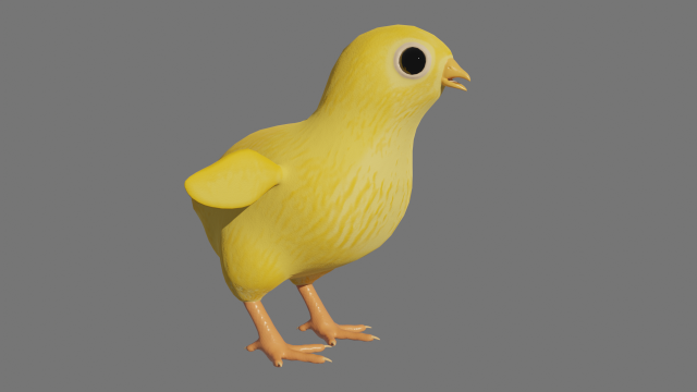 Stylized chick Model 3D .c4d .max .obj .3ds .fbx .stl .blend 