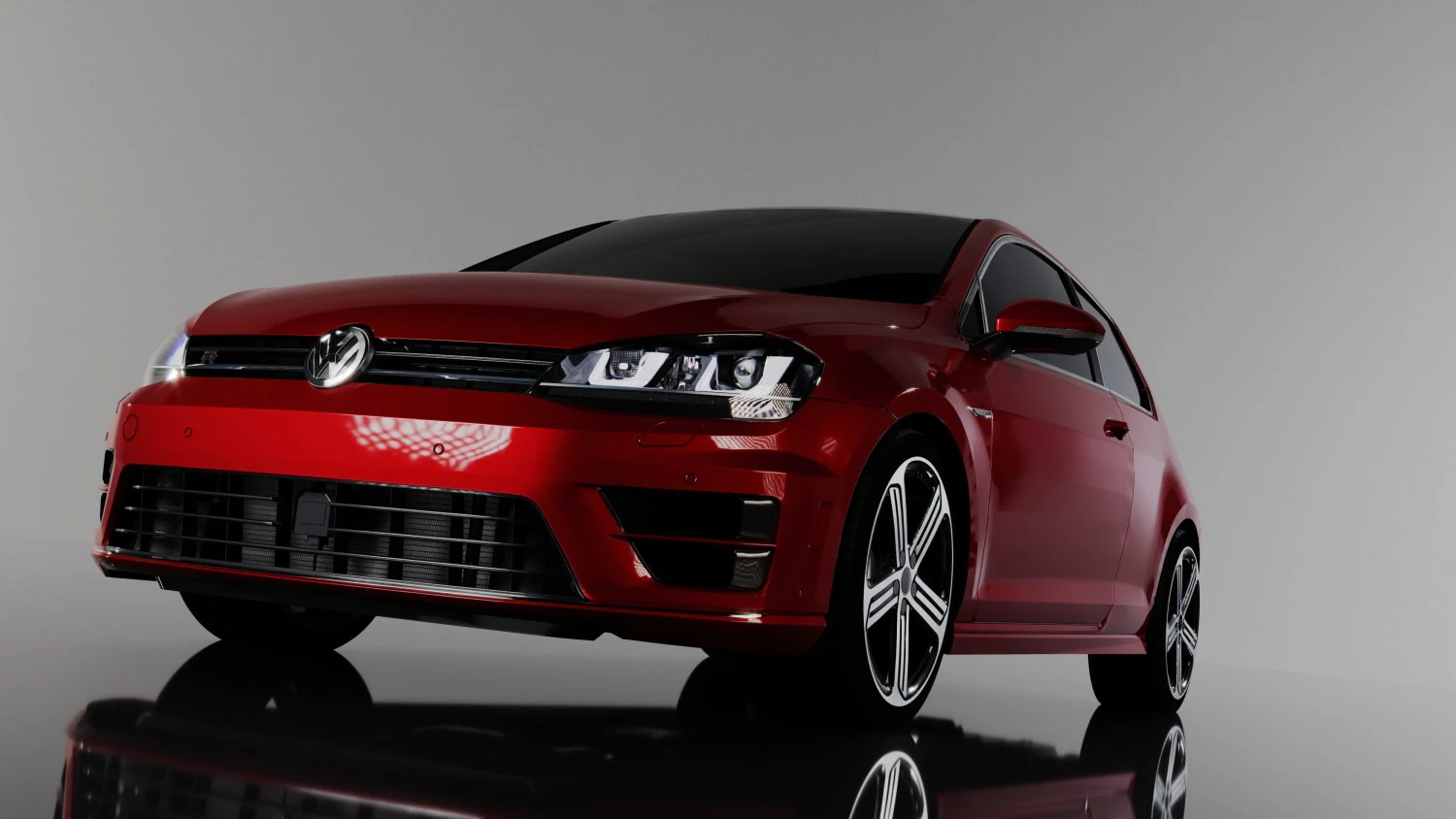 VW GOLF R MK7 2014 3D Model .c4d .max .obj .3ds .fbx .stl .blend