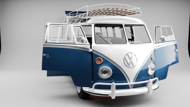VW KOMBI T2 1963 3D मॉडल .c4d .max .obj .3ds .fbx .stl .blend 