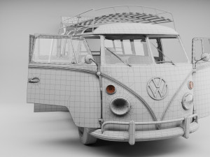 VW KOMBI T2 1963 3D मॉडल